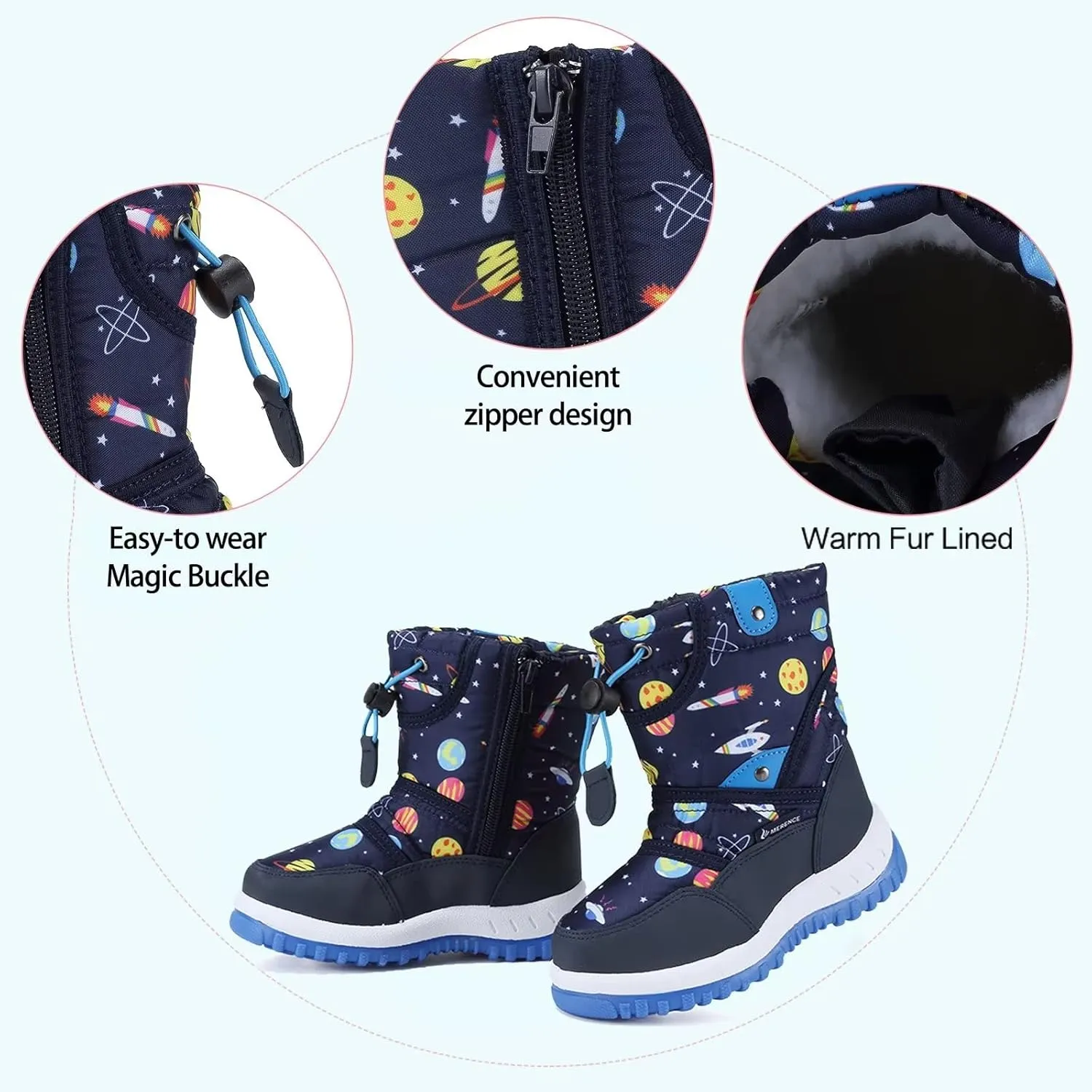 CIOR Winter Snow Boots for Boy and Girl Outdoor Waterproof with Fur Lined(Toddler/Little Kids)