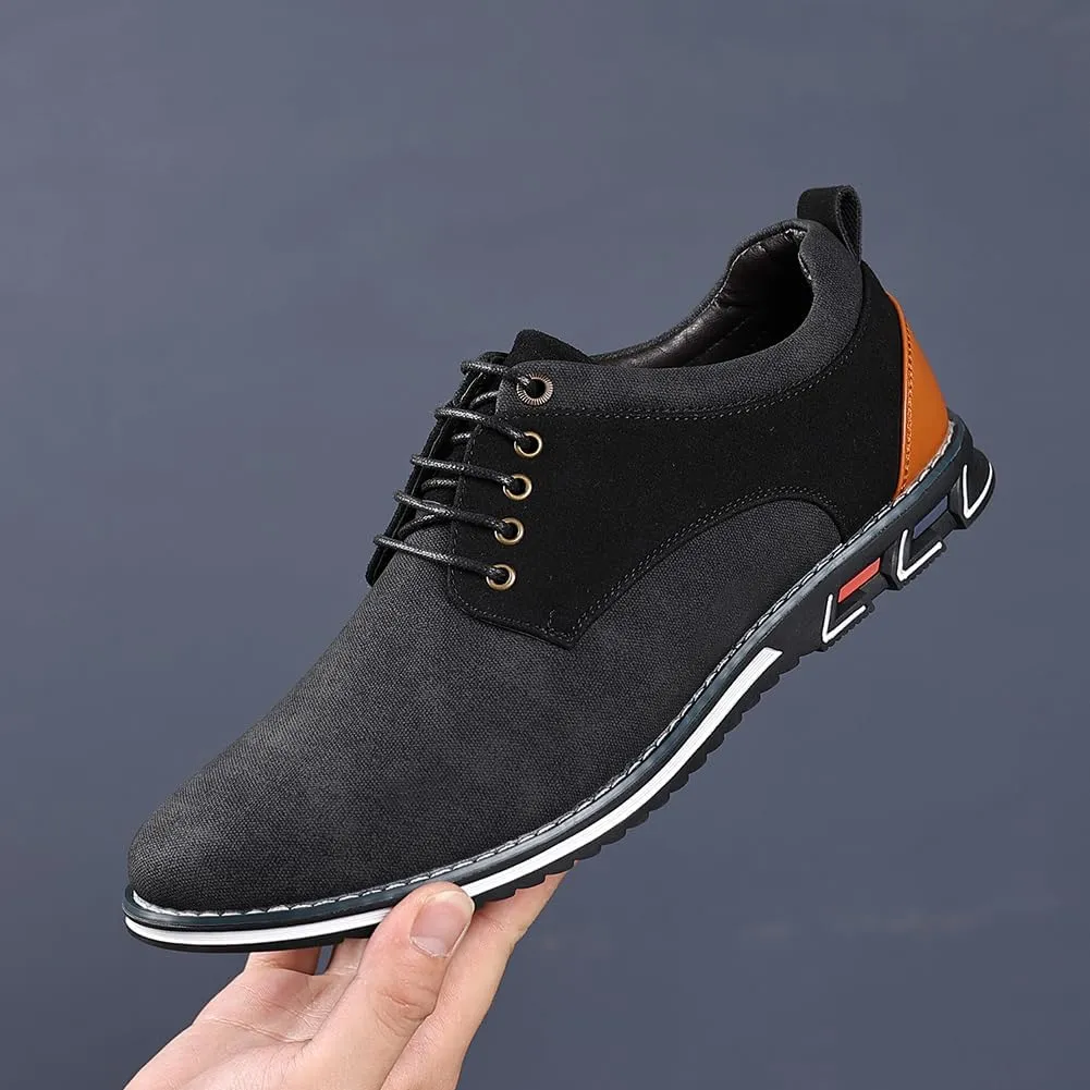 Mens Dress Sneakers Wide Comfortable Casual Dress Shoes Oxford Lace-up Business Casual Walking Dress Shoes for Men